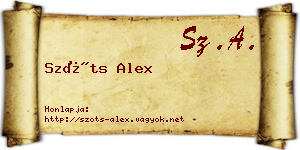 Szőts Alex névjegykártya